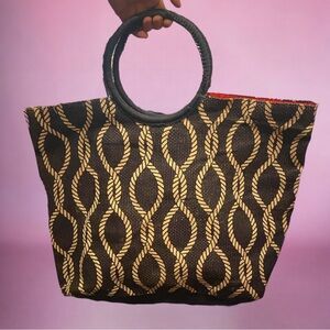 Blue Jute Rope Tote Bag